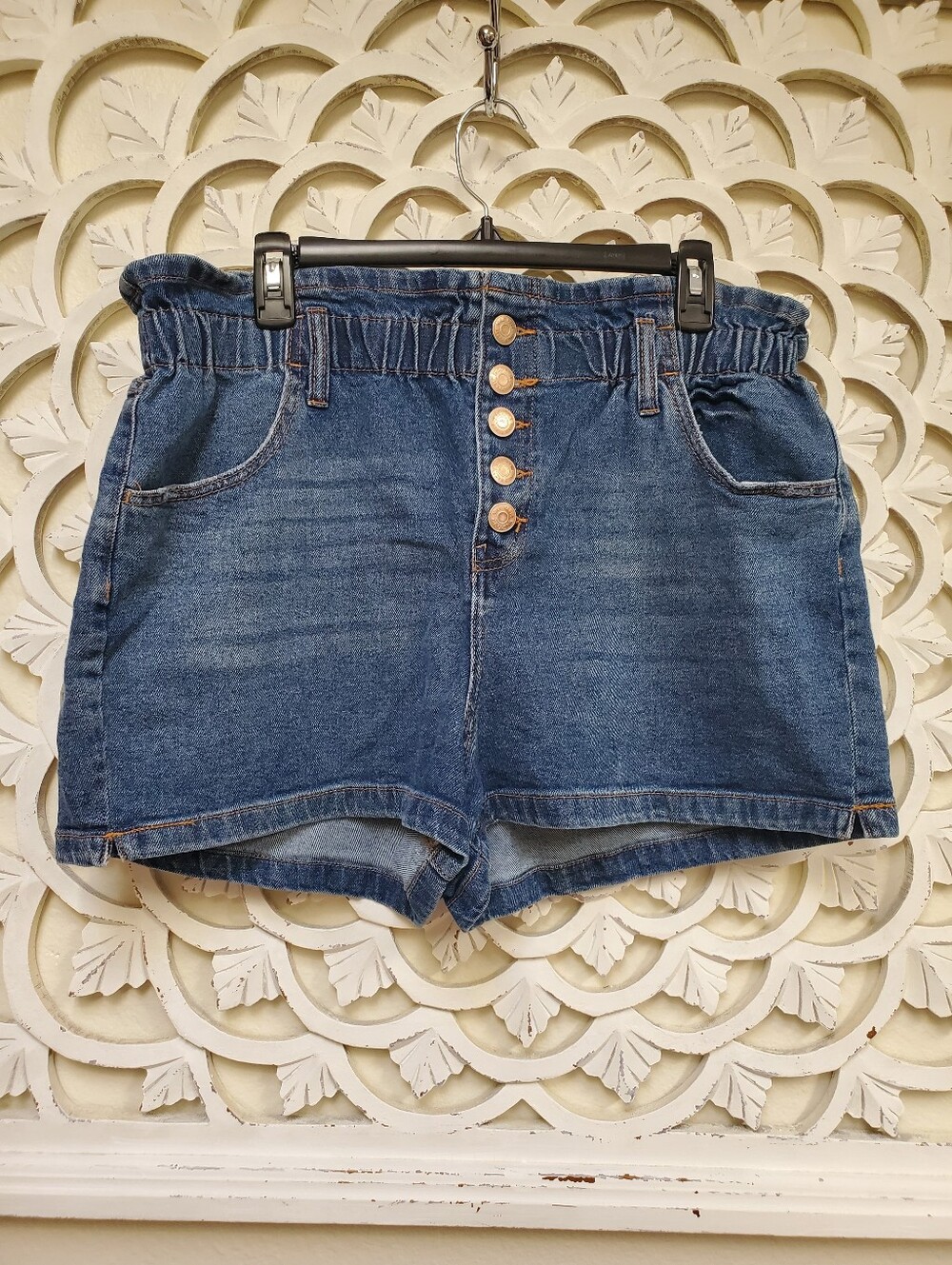Wild Fable Paper Bag Style Stretch Denim Shorts Size XL Blue Jean Color
